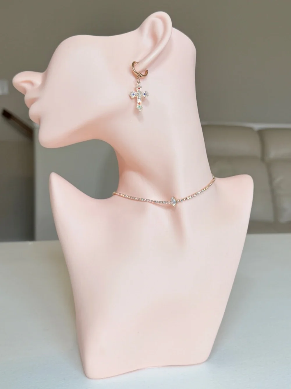 Rose Gold Crystal Choker Necklace - Picture 3 of 7